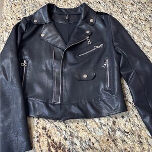 Sleek Black Leather Biker Jacket